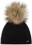 Eisb&auml;r M&uuml;tze Damen Nelia Lux Schwarz - Merino Bommelm&uuml;tze f&uuml;r Frauen - mit Fleece