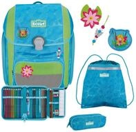 SCOUT Schulranzen Basic Genius Set 4-teilig Water Lily hellblau