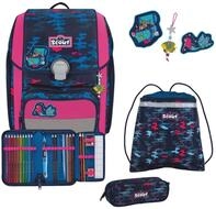 SCOUT Schulranzen Basic Genius Set 4-teilig Magic Sea dunkelblau