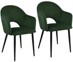 SVITA Hailey 2er Set Esszimmerst&uuml;hle K&uuml;chen-Sessel gepolstert Samt Dunkelgr&uuml;n