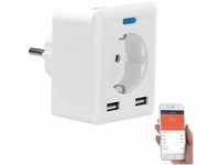 Luminea Home Control Elesion Home Assistant: WLAN-Steckdose, 2 USB-Ports, App,...