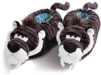 NICI 45323 Hausschuhe aus Pl&uuml;sch S&auml;belzahntiger Gr&ouml;&szlig;e 38-41, kuschelig und warm,