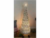 Pop Up Spiral Weihnachtsbaum 150 cm mit 120 LED und Stern Spitze - Silber -