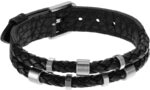 Fossil Armband f&uuml;r M&auml;nner Leather Essentials, Schwarzes Lederarmband, L&auml;nge: