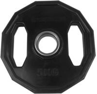 Tunturi Gewichtscheiben 50 mm, 1 x 5 kg, Hantelgewichte aus Gummi mit Griffen