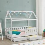 Juskys&reg; Kinderbett Marli 80 x 160 cm mit Bettkasten 2-teilig, Rausfallschutz,