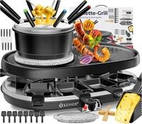 KESSER&reg; 3in1 Raclette-Grill mit Naturgrillstein, Grillplatte und Fondue, Tischgrill