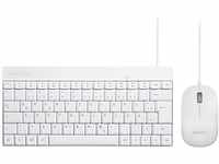 Perixx PERIDUO-212 DE, Kompaktes Mini Tastatur und Maus Set, USB-Kabel, Weiß,