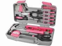 Apollo Pinker Frauen Werkzeugkoffer Klein, 39-Teiliges Werkzeug Set für den