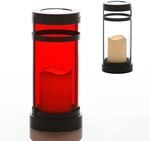 Schlaraffenland LED Outdoor Grablaterne ARIMO Solar | 12x12x26 cm | schwarz-rot /