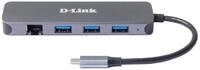 D-Link DUB-2334 5-in-1 USB-C Hub mit Power Delivery (PD 60W, Gigabit Ethernet, 3 USB