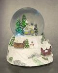 Spetebo LED Schneekugel Weihnachtsdorf mit Musik - 16 x 14 cm - Weihnachts Spieluhr