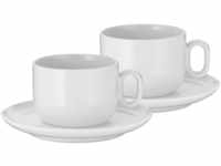 WMF Barista Tassen Set 4-teilig, zwei Kaffeetassen 160 ml mit Untertassen für