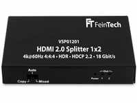 FeinTech VSP01201 HDMI 2.0 Splitter 1 auf 2 Verteiler Ultra-HD 4K@60Hz YUV 4:4:4 HDR