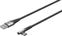 goobay USB-C auf USB-A Kabel 0,5 m mit 90&deg; Winkel &ndash; Textilkabel f&uuml;r Laden & Daten