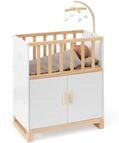 ELLA & PIET&reg; Puppenbett Cozy mit Schrank und Mobile aus Holz (Wei&szlig;-Schlamm)
