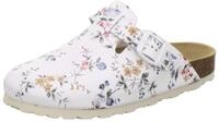 AFS-Schuhe 2900 Clogs Damen Leder (39 EU, Weiss-Flower)