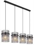 Globo Pendelleuchte - Schwarz matt - Metall - Rauchglas - 4-flammig - 110 x 140...