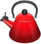 Le Creuset Kone Wasserkessel mit Pfeife, Emaillierter Stahl, 1,6 L, Kirschrot,
