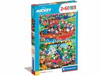 Clementoni 21620 Supercolor Mickey & Friends – Puzzle 2 x 60 Teile ab 5 Jahren,
