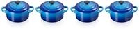 Le Creuset 4er-Set Mini Cocottes aus Steinzeug, je 200 ml, 10 x 5 cm, Azure,