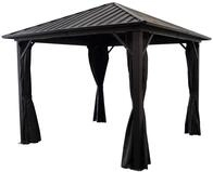 DEGAMO Garten Pavillon Novara 3x3 Meter, Alugestell schwarz, Dach aus verzinktem