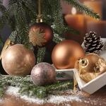 Christbaumkugel Weihnachtskugel Glas gl&auml;nzend matt glitzernd 12 St. (Braun Karamell)