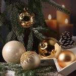 Christbaumkugel Weihnachtskugel Glas gl&auml;nzend matt glitzernd 12 St. (Champagner