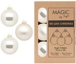 Weihnachtskugeln 10cm Glas 6 St&uuml;ck in Kartonbox Christbaumkugeln Set Champagner