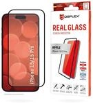 Displex Full Cover Schutzglas (10H) f&uuml;r Apple iPhone 15/15 Pro, Eco-Montagerahmen,