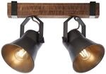 BRILLIANT Lampe, Decca Spotbalken 2flg schwarz stahl, 2x A60, E27, 10W, Holz aus