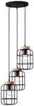 Brilliant Lampe, Gwen Pendelleuchte 3flg Rondell antik holz/schwarz korund,