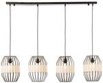 Brilliant | Slope Pendelleuchte 4flg schwarz/natur | 4x A60, E27, 52W, geeignet...