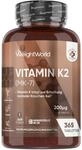 Vitamin K2 MK7 - Als Menachinon - 365 vegane Tabletten - 200&micro;g je Tagedosis -