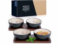Moritz & Moritz VIDA 4x Dip Schalen Set mit Brett – 10cm Ø - 4 Dipschalen