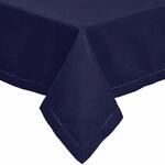 Homescapes Dunkelblaue Tischdecke mit Hohlsaum aus 100% Baumwolle 137x137 cm,