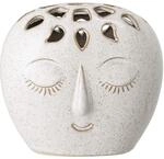 Bloomingville Vase aus Steingut in der Farbe Wei&szlig; mit Gesicht, Ma&szlig;e: 15,5cm x