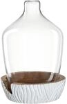 LEONARDO HOME 084399 Vase mit Holzsockel CASOLARE 43 cm wei&szlig;, Materialmix