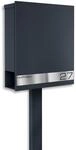 Metzler Standbriefkasten mit Edelstahl Namensschild Toma - Anthrazit RAL 7016 -