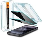 Spigen Glas.tR EZ Fit Sichtschutz Schutzfolie kompatibel mit iPhone 16, iPhone 15, 2