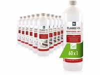 Höfer Chemie 60x 1 L FLAMBIOL® Bioethanol 99,9% Premium für Ethanol Kamin,...