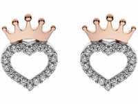 Disney Ohrringe Princess für Damen und Mädchen, Herz Krone Silber Roségold