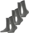 FALKE Damen Socken Family 3-Pack W SO nachhaltige Baumwolle einfarbig 3 Paar, Grau