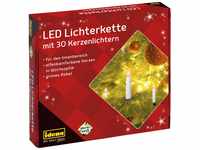 Idena 38192 - LED Kerzen Lichterkette mit 30 LEDs in Warmweiß, elfenbeinfarbene