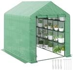 Outsunny Foliengew&auml;chshaus begehbares Gew&auml;chshaus mit 8 Regalebenen