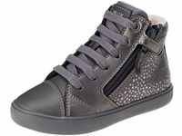 Geox J GISLI Girl B Sneaker, DK Grey/Silver, 38 EU