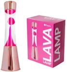 FISURA - Lavalampe rosa. Ros&eacute;goldfarbener Chromsockel, transparente Fl&uuml;ssigkeit und