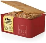 Lumaland Cuisine Brotkasten | Brotdose aus Metall mit Bambus Deckel | Brotbox