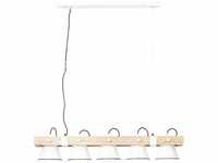 BRILLIANT Lampe Plow Pendelleuchte 5flg weiß/holz hell | 5x A60, E27, 10W,...
