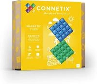 CONNETIX Magnetbausteine Regenbogen Blau und Gr&uuml;n Grundplatten-Pack, 2 St&uuml;ck